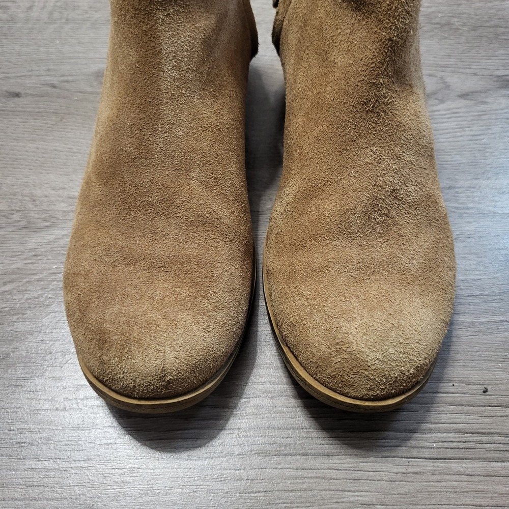 Toms Deia Tan Suede Ankle Booties Women 7.5 Low Block Heel Zip Up Tan Brown - Picture 6 of 12